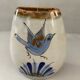 Mexican handcrafted ceramic vase signed bird flower