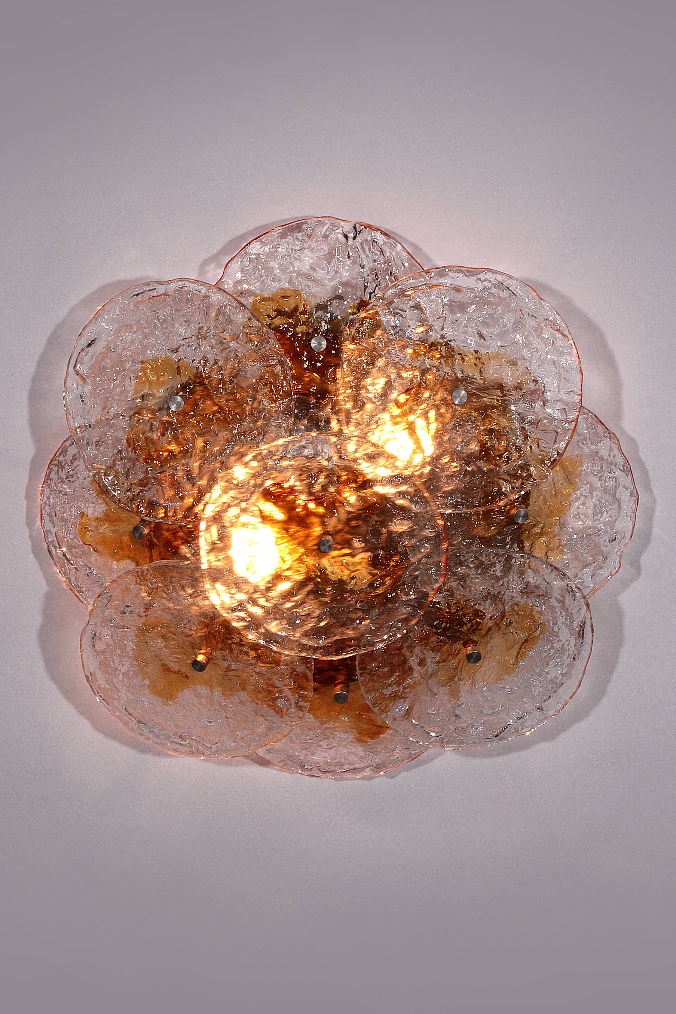 Large Flush Mount Murano Glass , Italy, 1970s