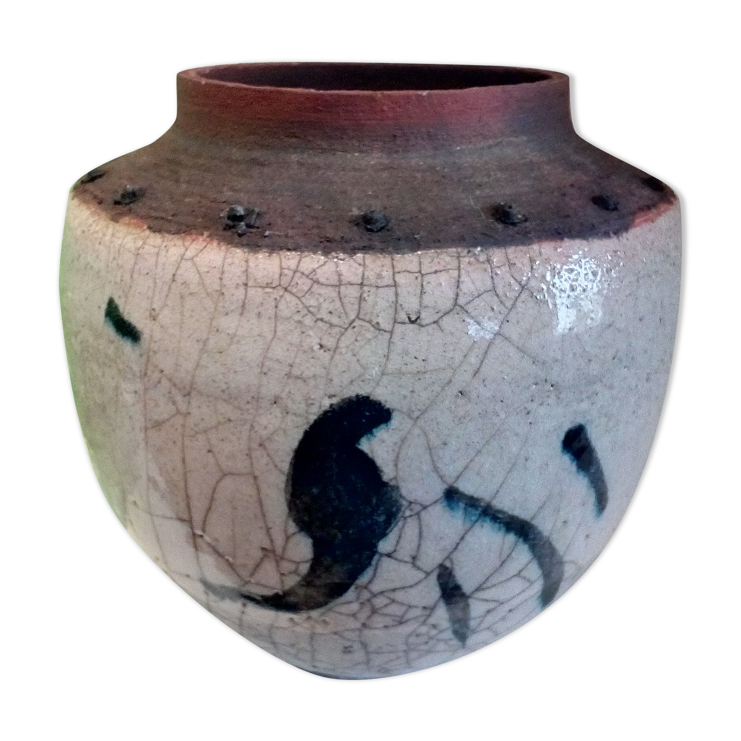Raku ball vase