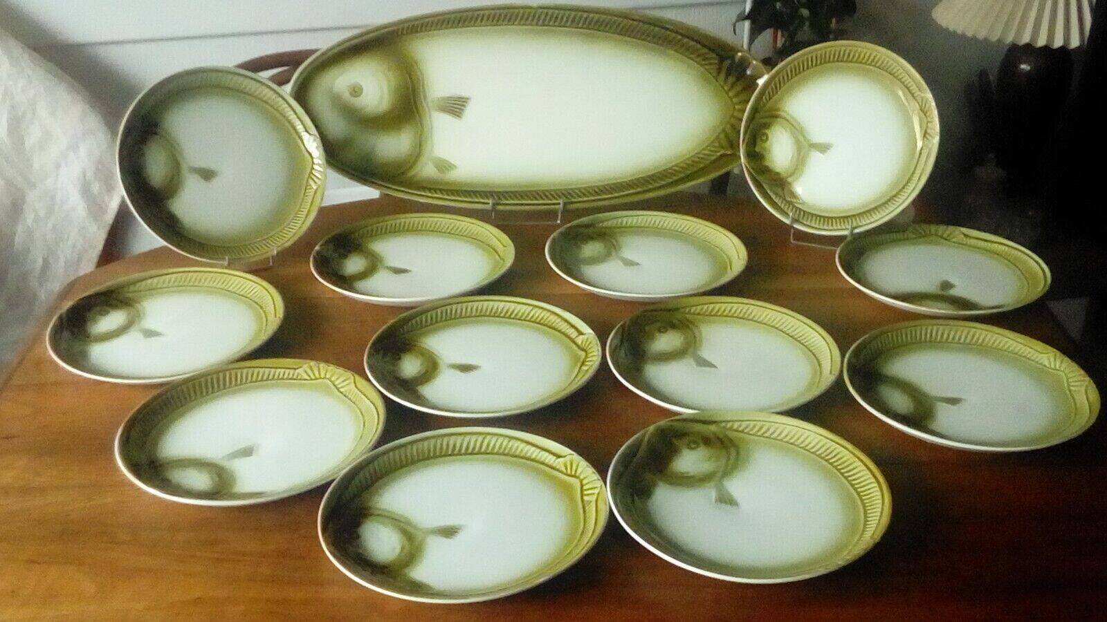 Earthenware fish service Moulin des loups France