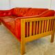 Canapé vintage suédois des années 70 en cuir cognac pour 3 personnes.