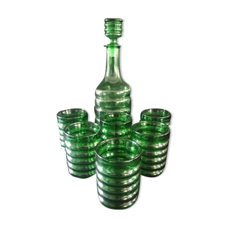 Decanter service + 6 glass glasses