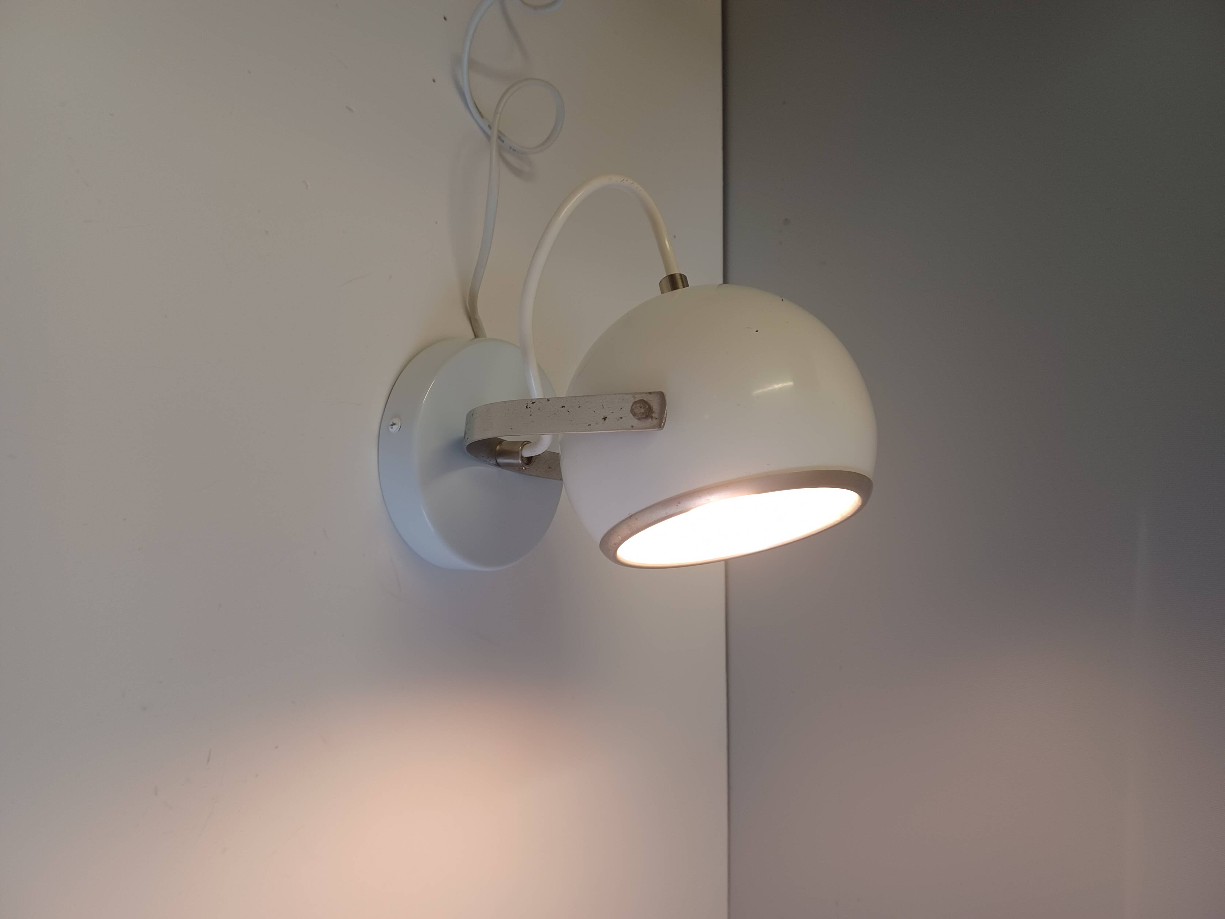 Wall lamp - Eye Ball - Space Age - Glossy White - 1970