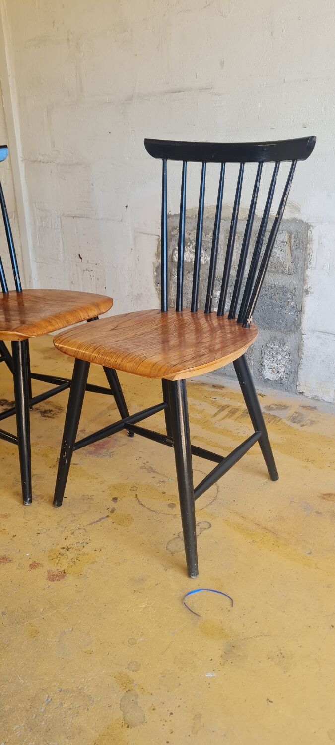 Set of 4 danish chairs mid century by Ilmari Tapiovaraa
