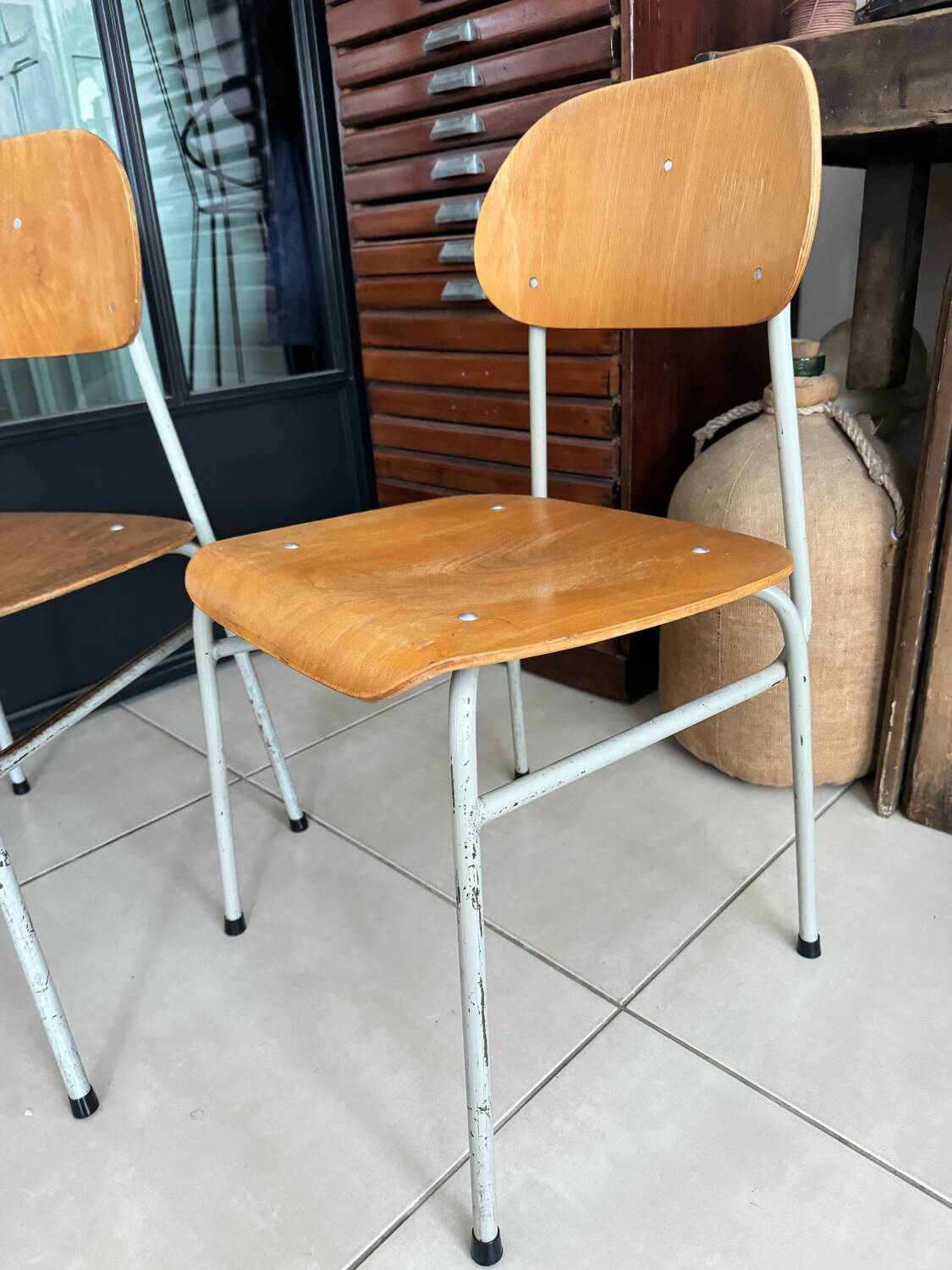 Old vintage adult school chair