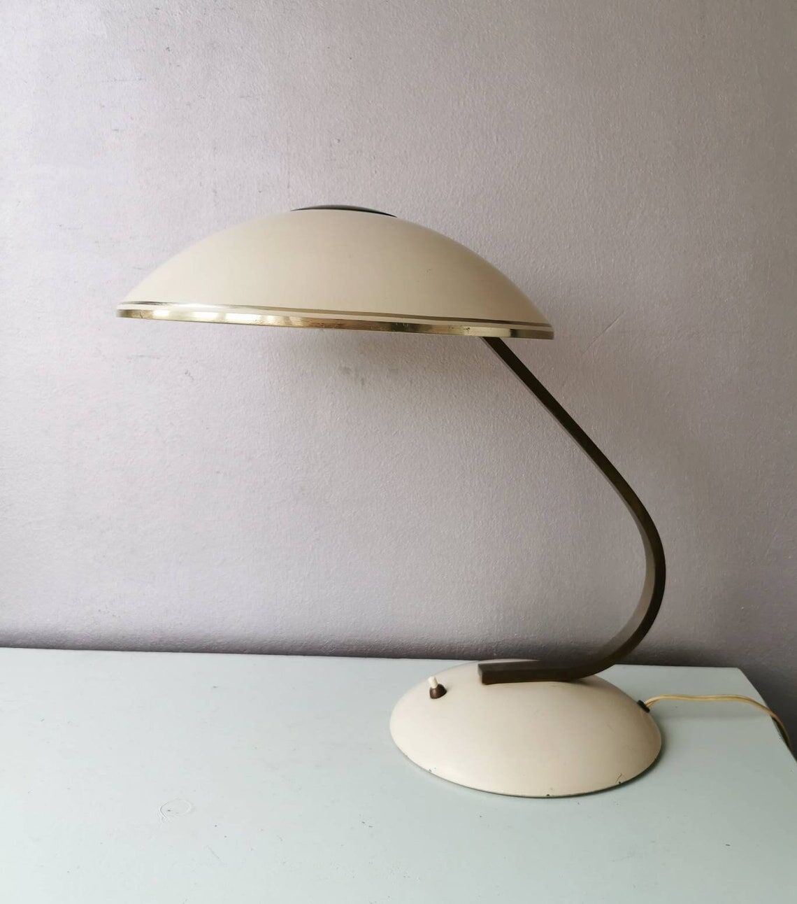 Vintage hillebrand metal table lamp 1970s