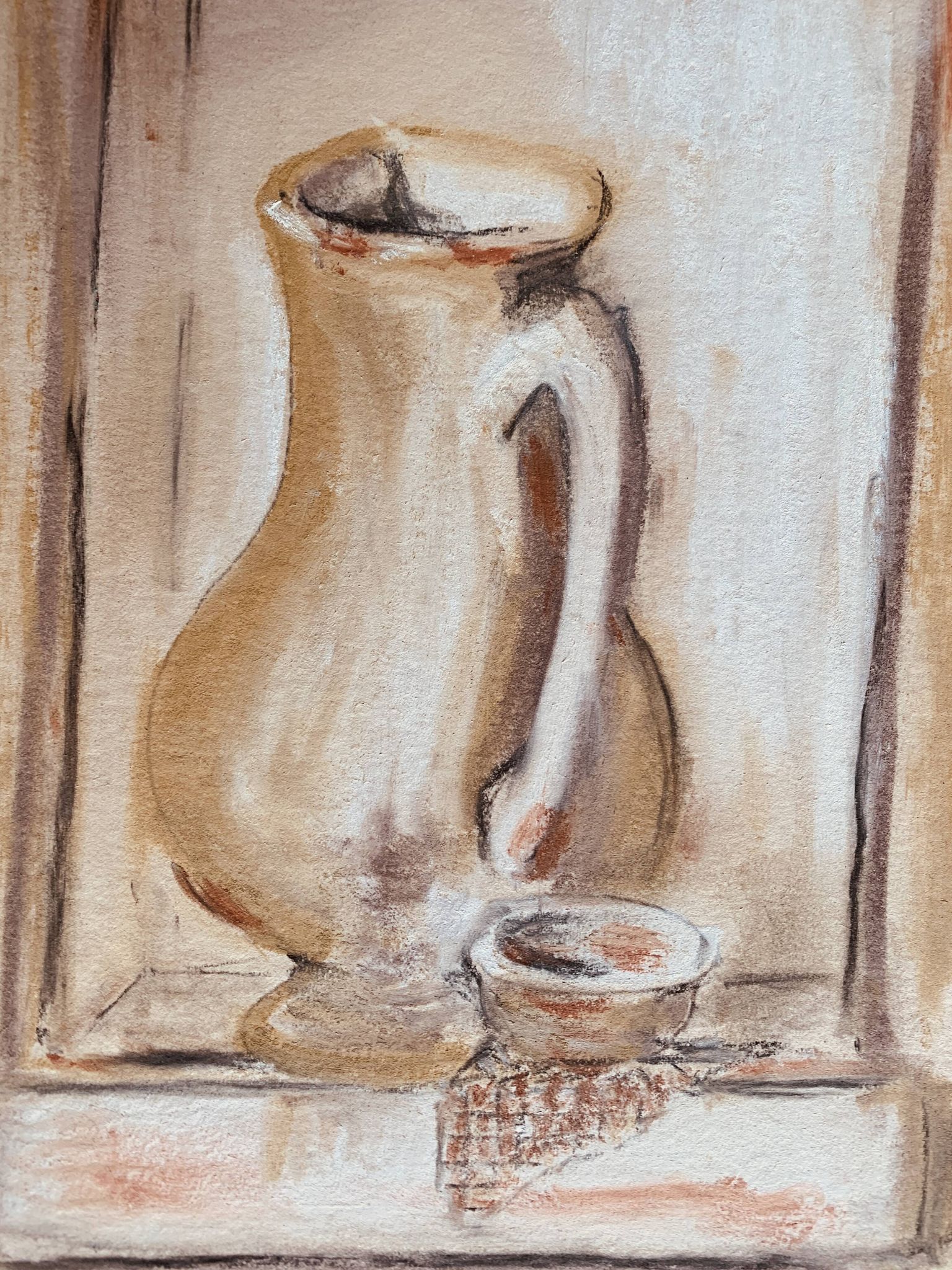 Signed still life painting in Provence "alcove with the jug"