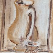 Signed still life painting in Provence "alcove with the jug"