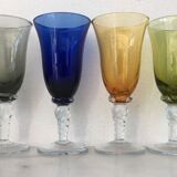 Set of four colored blown glasses