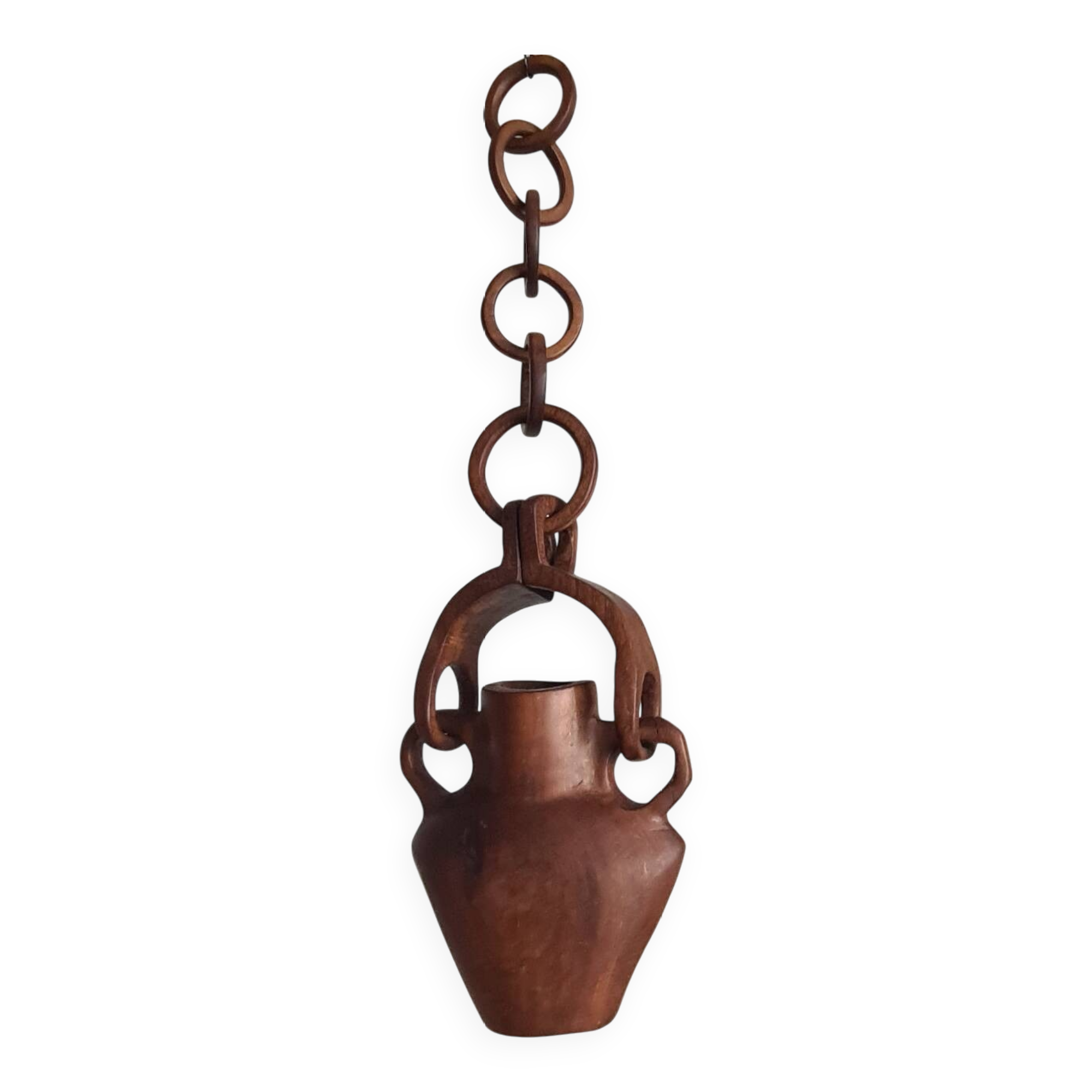 Hanging vase in solid wood carved / handcrafted