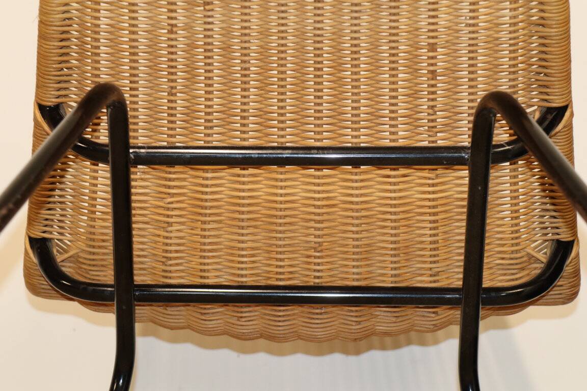 Vintage "Italia 100" model chair by Rotanhuis in woven wicker, 1950s