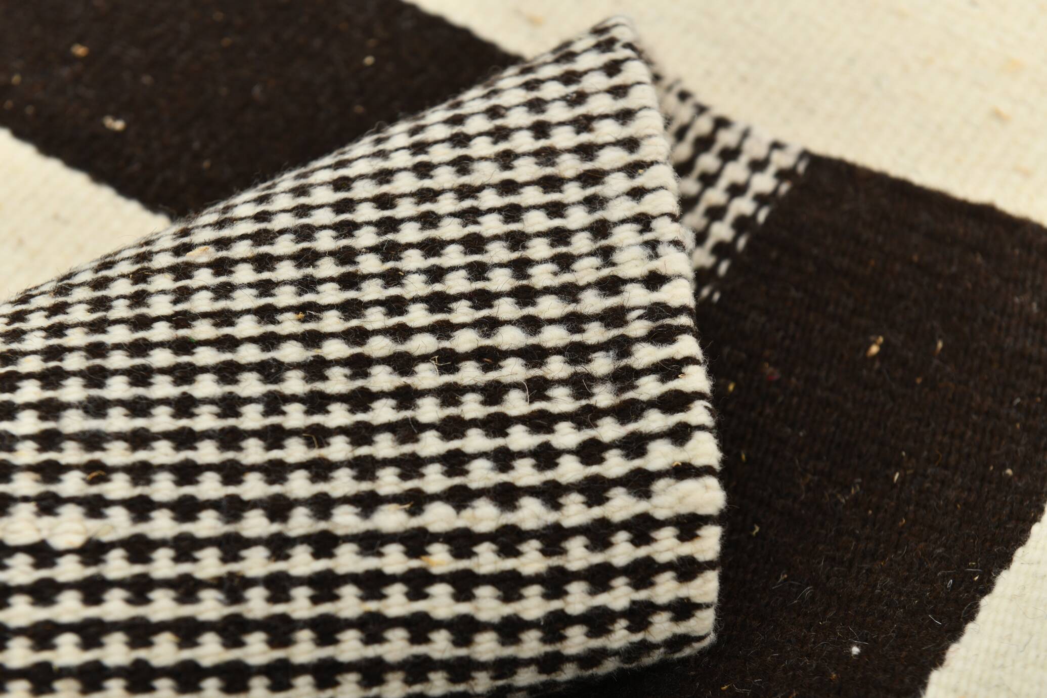 Beige & Dark Brown %100 Wool Hand Woven Vintage Kilim Rug, 378x410 Cm