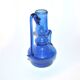 Antique blue blown glass candle holder ras de cave vase folk art 19th c.