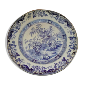 Plat Creil et Montereau décor chinois bleu