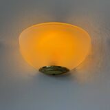 Paire d’applique vintage, verre sablée et laiton, France, 1970