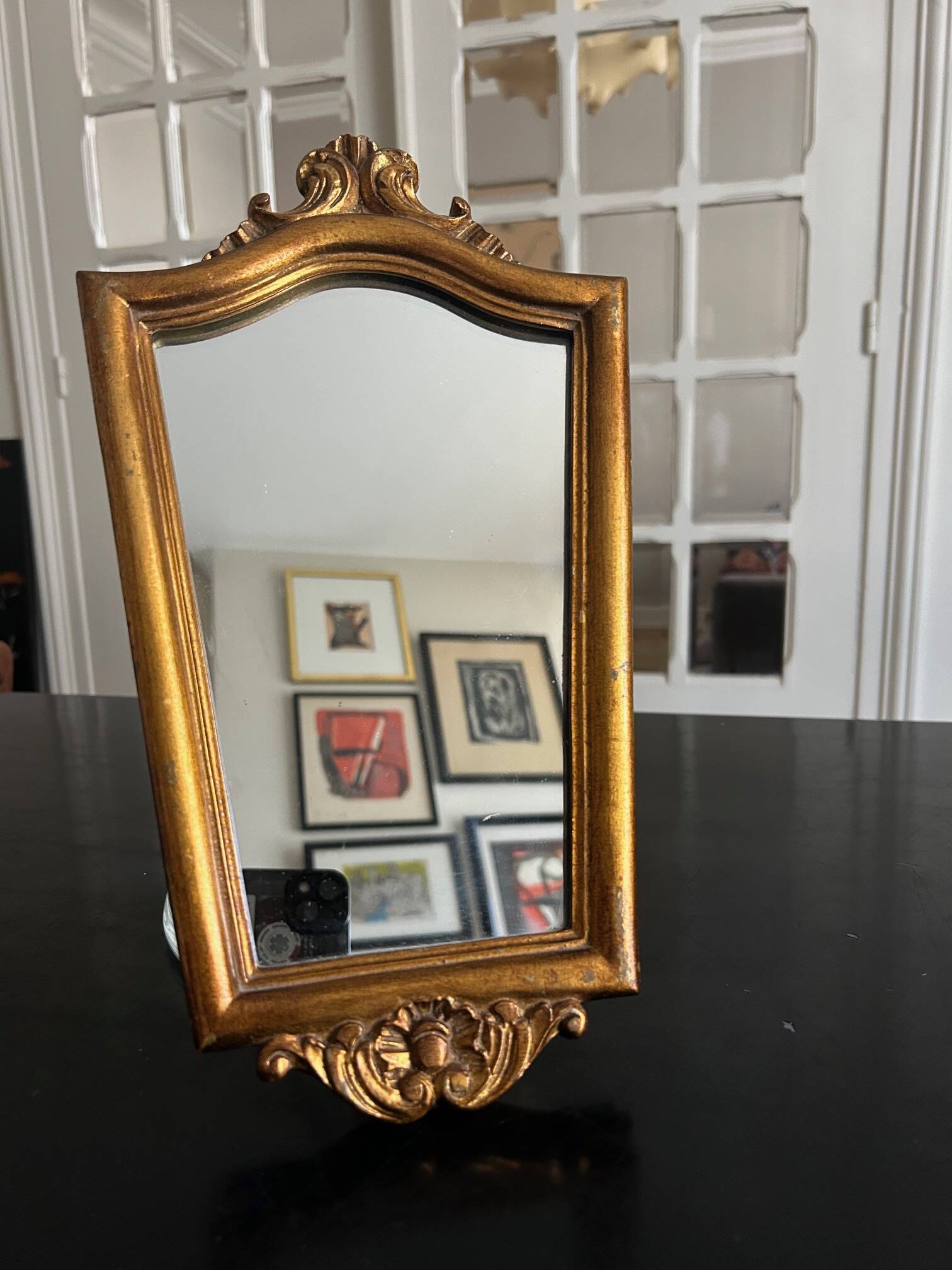 gold wood wall mirror