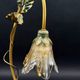Masca Italy floral lamp, gold metal and blown glass