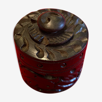 Old round box in carved ebony