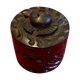 Boite ronde ancienne en ébène sculpté
