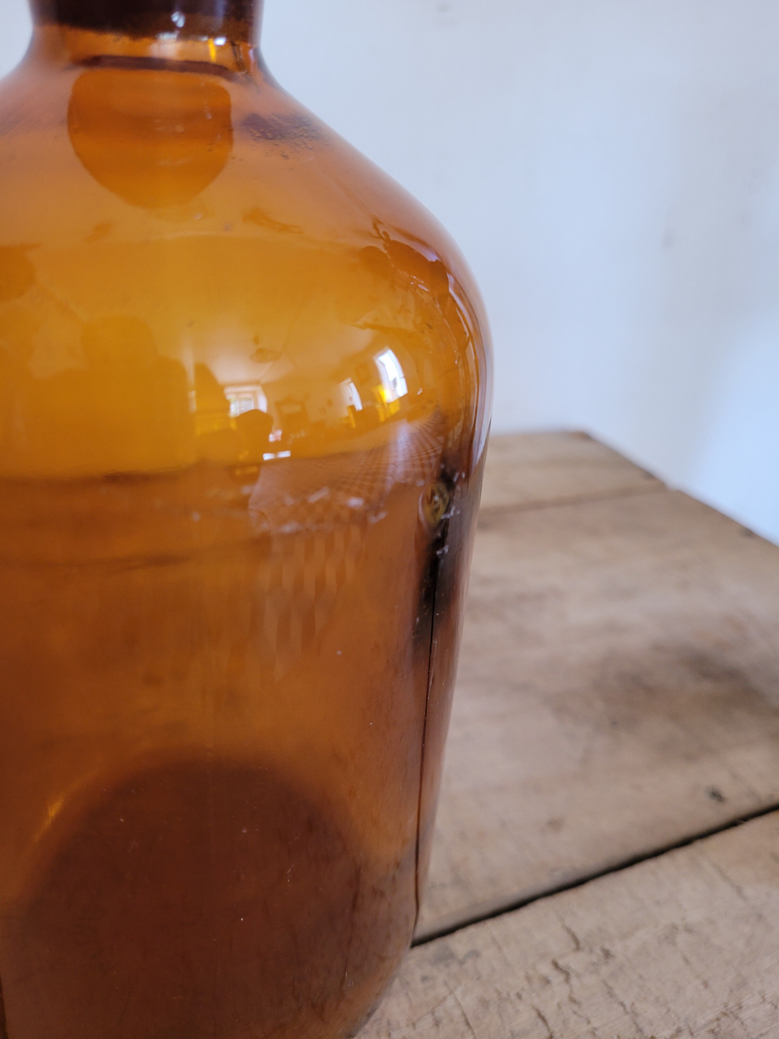 Amber glass apothecary bottle