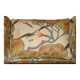 Antique banquette with cluster and ball feet, window seat in Mulberry Flying Ducks fabric.