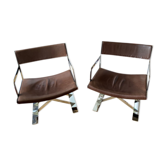 2 First Vibieffe armchairs in leather