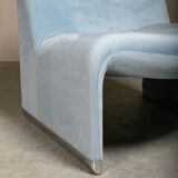 Giancarlo Piretti Alky Lounge Chair Sky Blue Velvet for Anonima Castelli