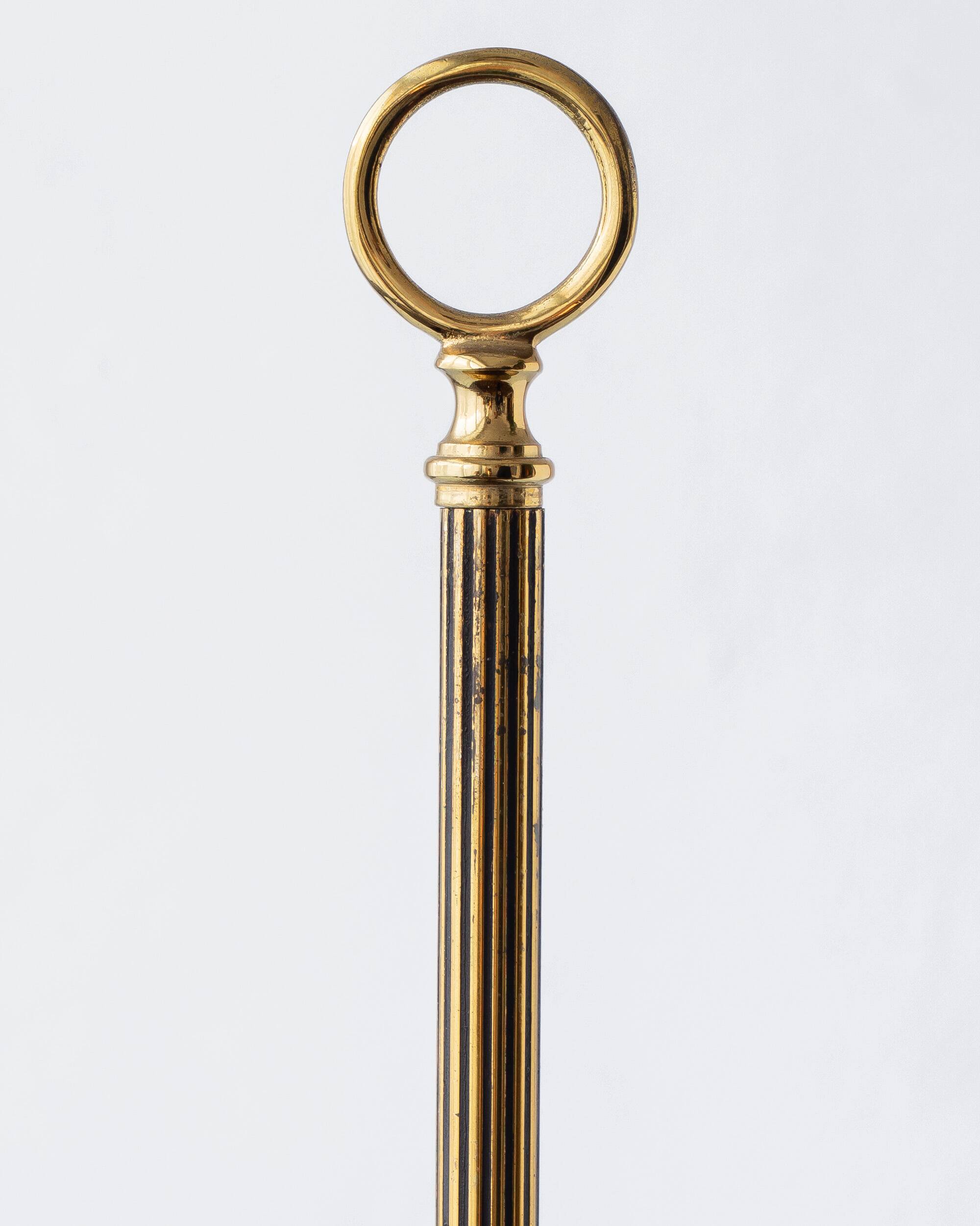 French Empire Bouillotte Lamp with Three Lights in Brass and a Gold-Plated Tin Shade with Laurel Design