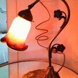 Art Nouveau tulip articulated lamp signed Art de France