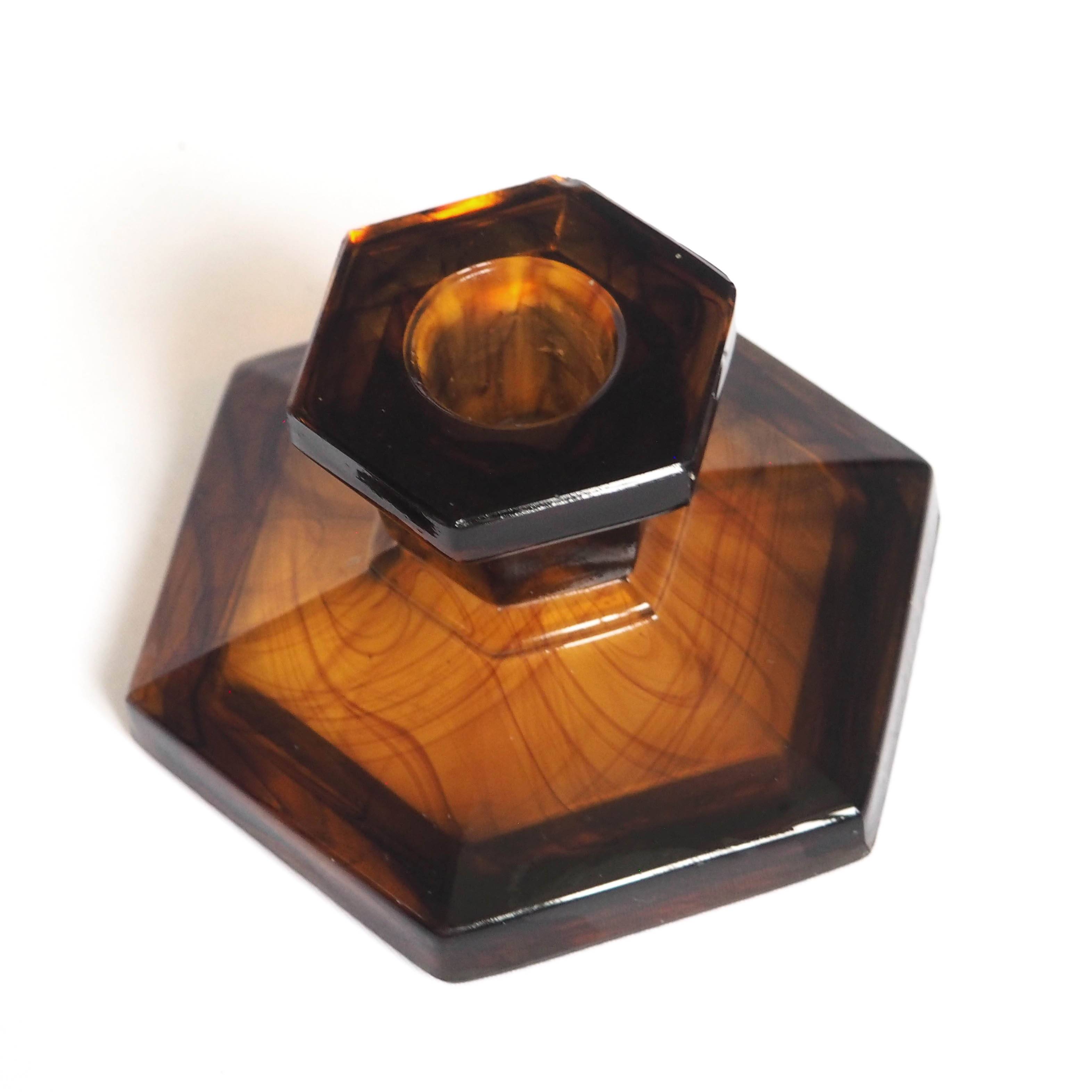 Davidson amber glass candle holder