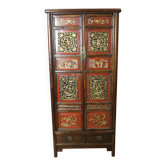 Armoire Chinoise en Laque Rouge et Or