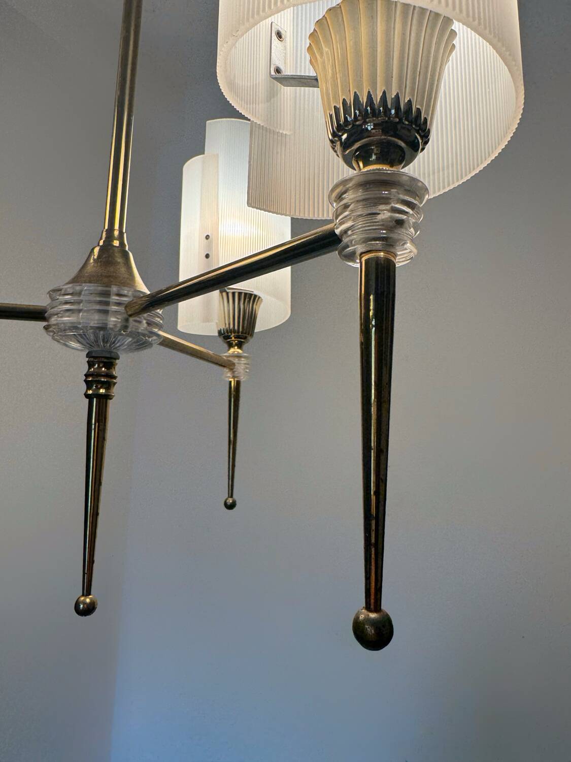 60s brass perspex chandelier