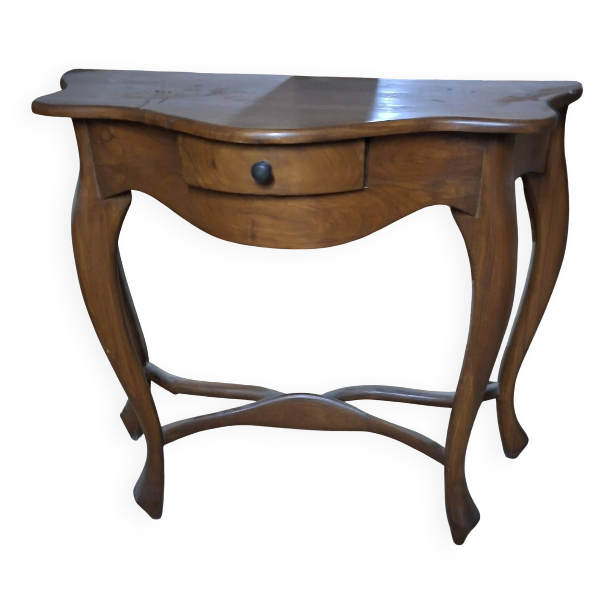 Curved console in Louis XV / Art Nouveau style made of solid wood.