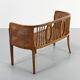 Vintage caned basket bench, 1950s