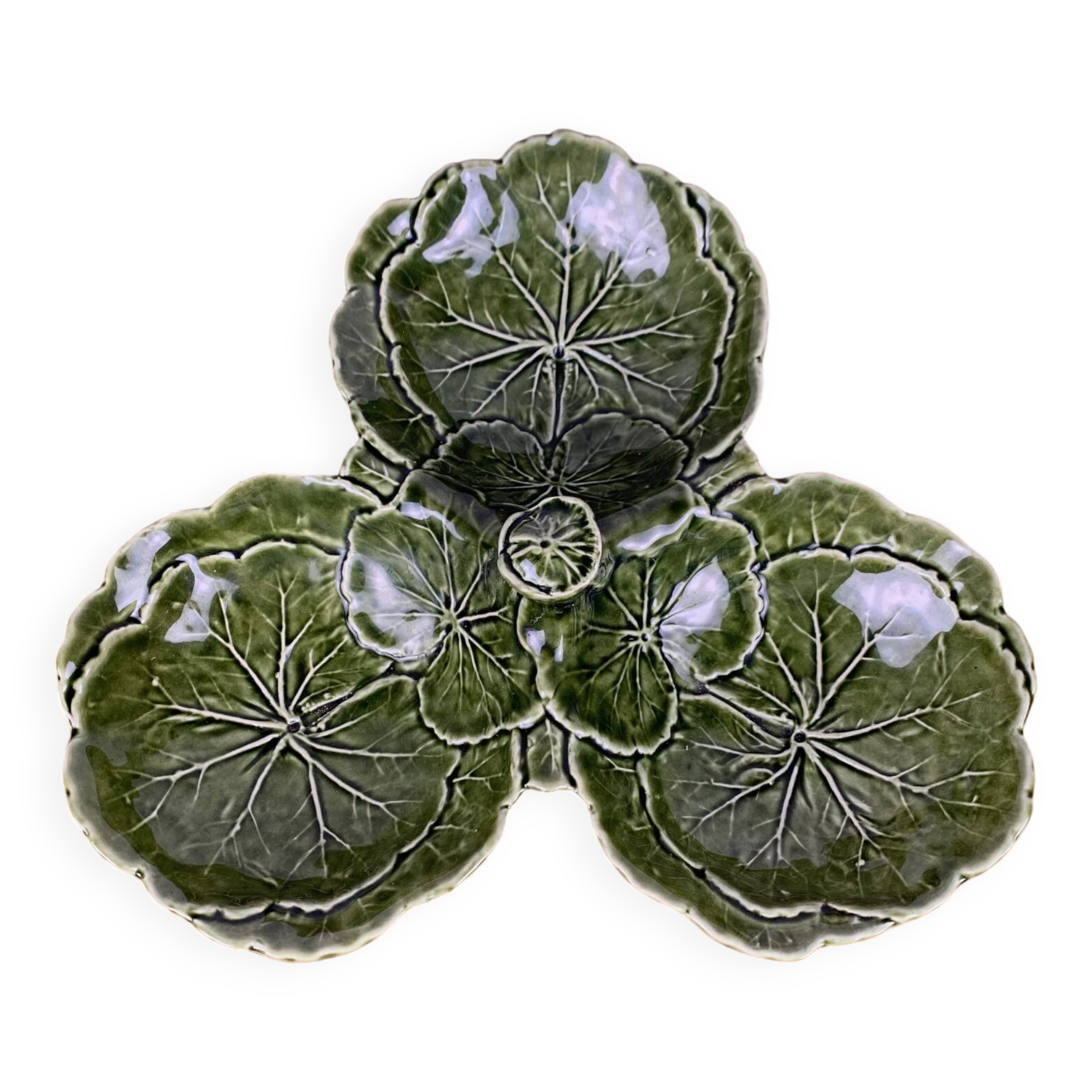 Green cabbage appetizer dish, SILEA, 3 compartments, ceramic