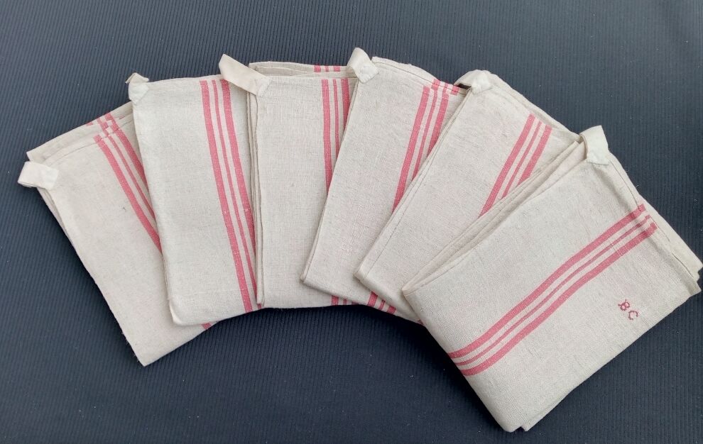 Lot de 6 torchons de vaisselle en chanvre bc