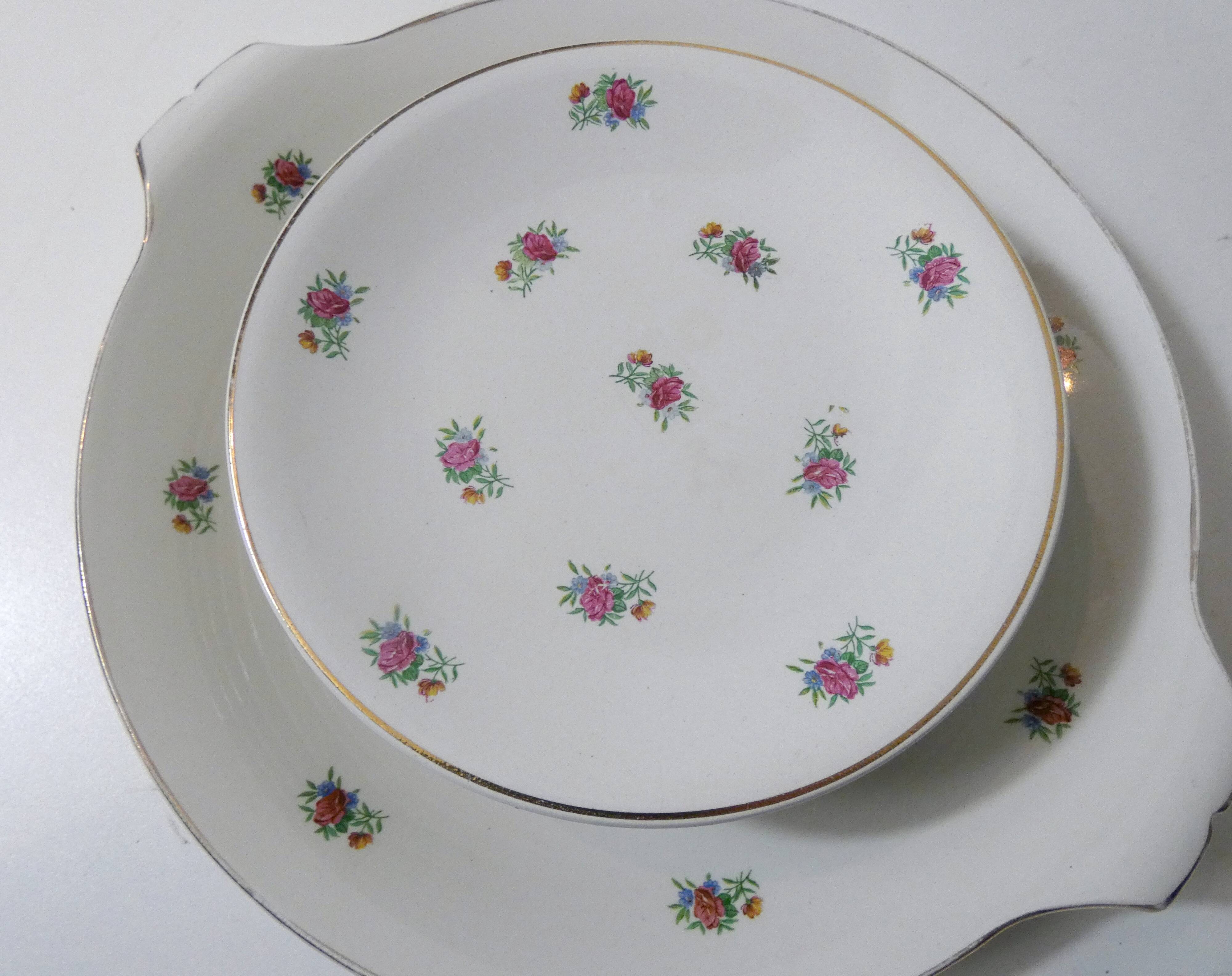 antique dessert service Lunéville 8 plates + 1 cake dish