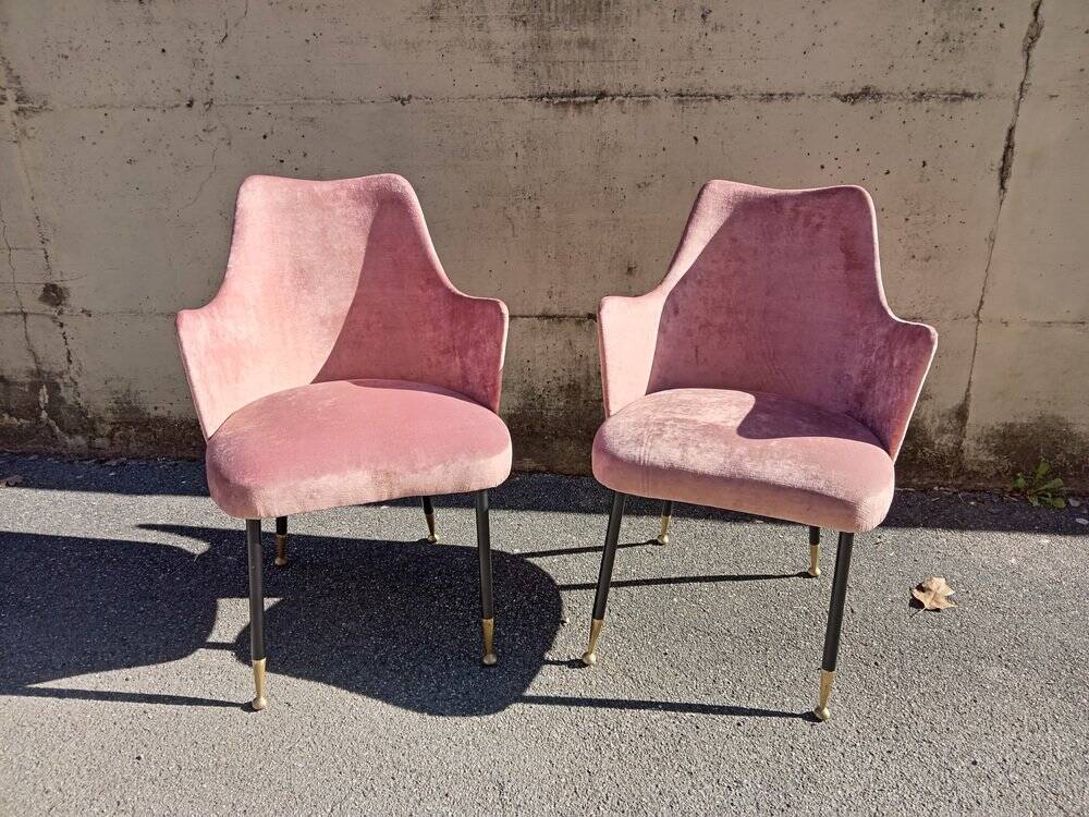 Fauteuils roses, années 1950, ensemble de 2