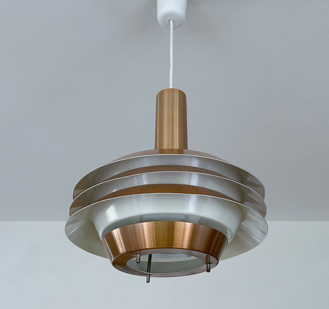 Mid-century modern Danish copper pendant light, 1970s
