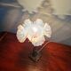 Table lamp in gilded bronze with opalescent glass shade, early 20th century.