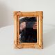 Vintage 1970s rattan tabletop mirror