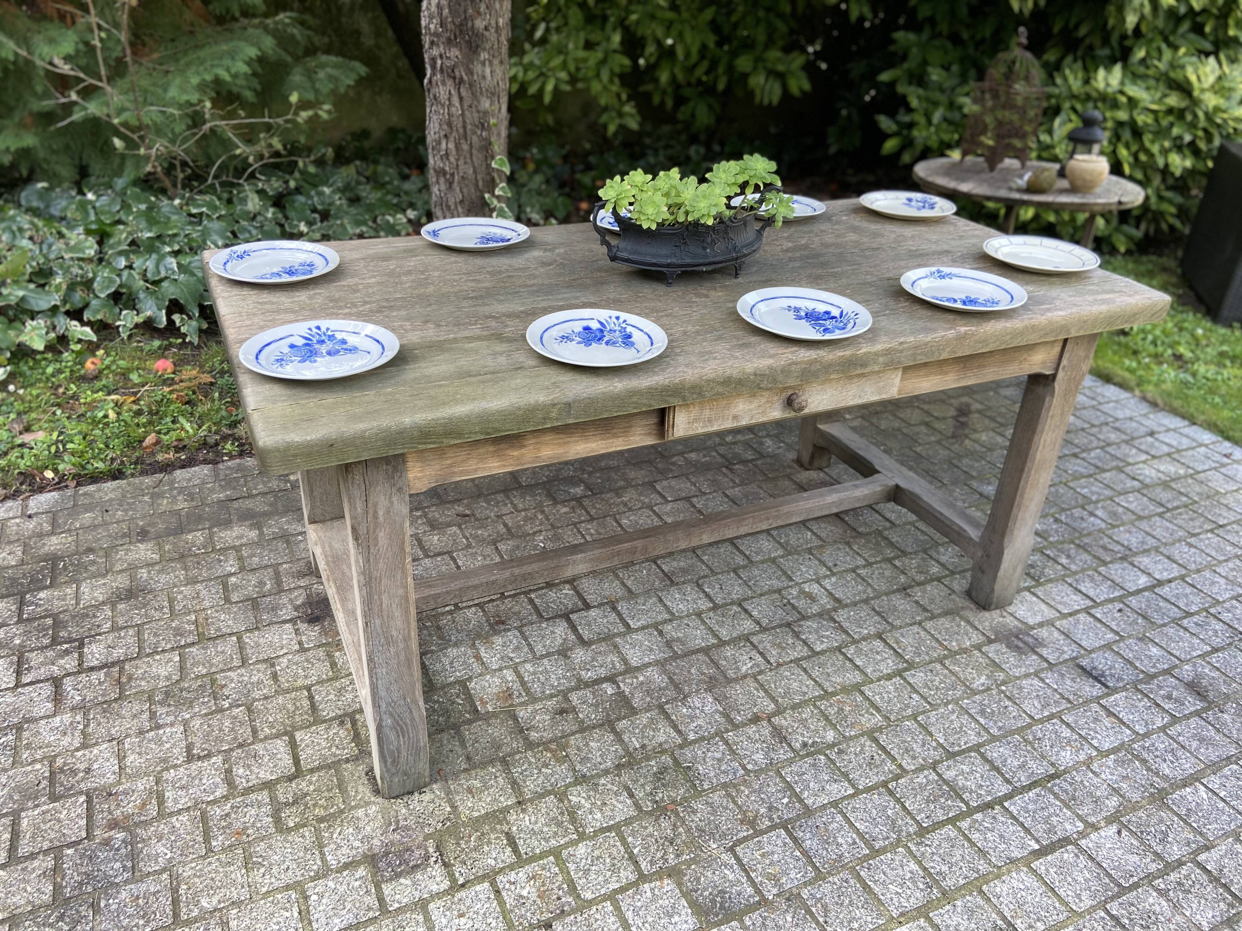 Solid oak farmhouse table 1950 - 170 cm x 86 cm