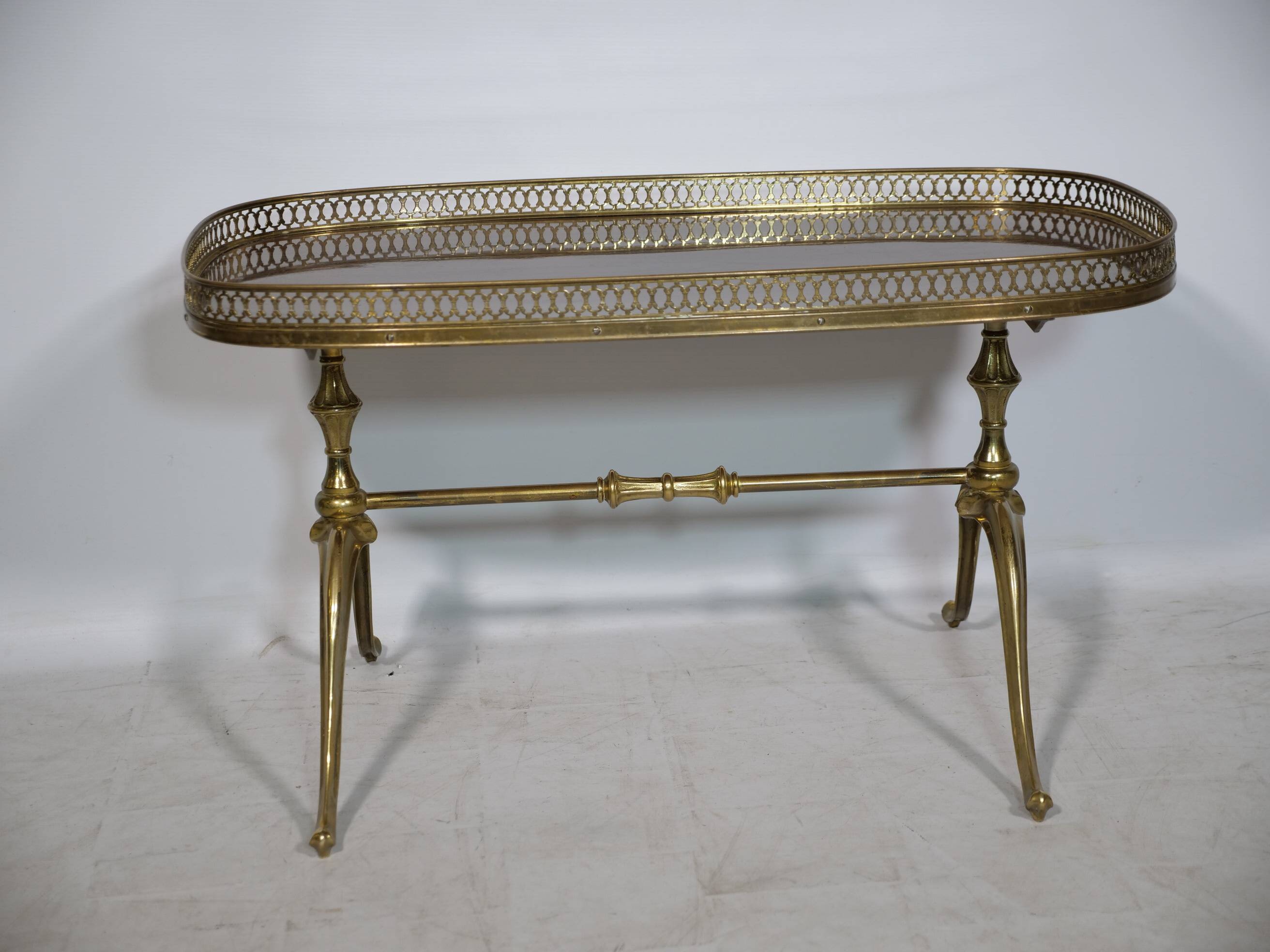 Regency Brass and Teak Bar Side Table with Removable Tray, 1960s