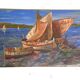 Vintage Sailboats on a River Impressionist Oil Painting on Canvas