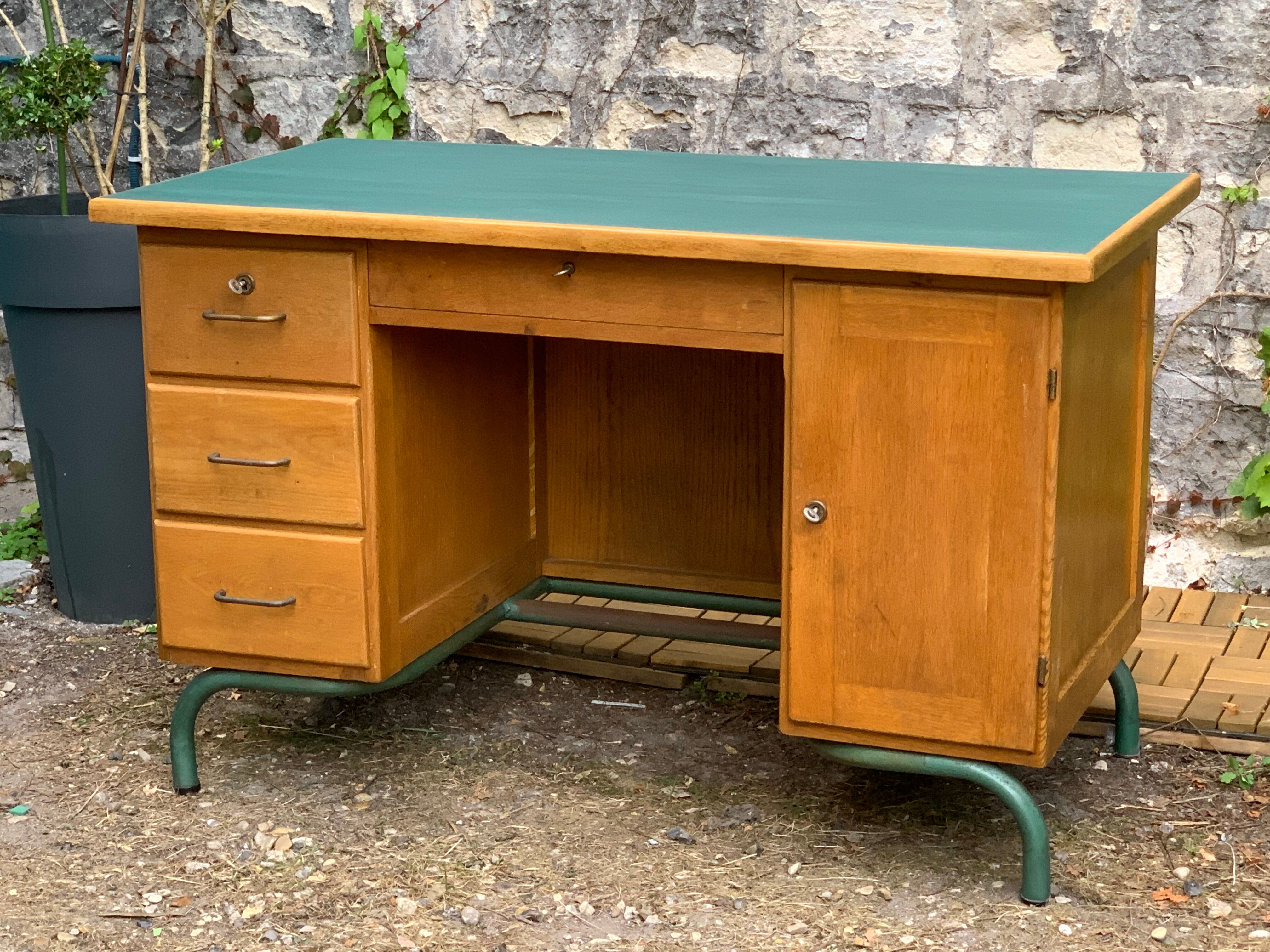 1950s schoolmaster's desk in solid oak
