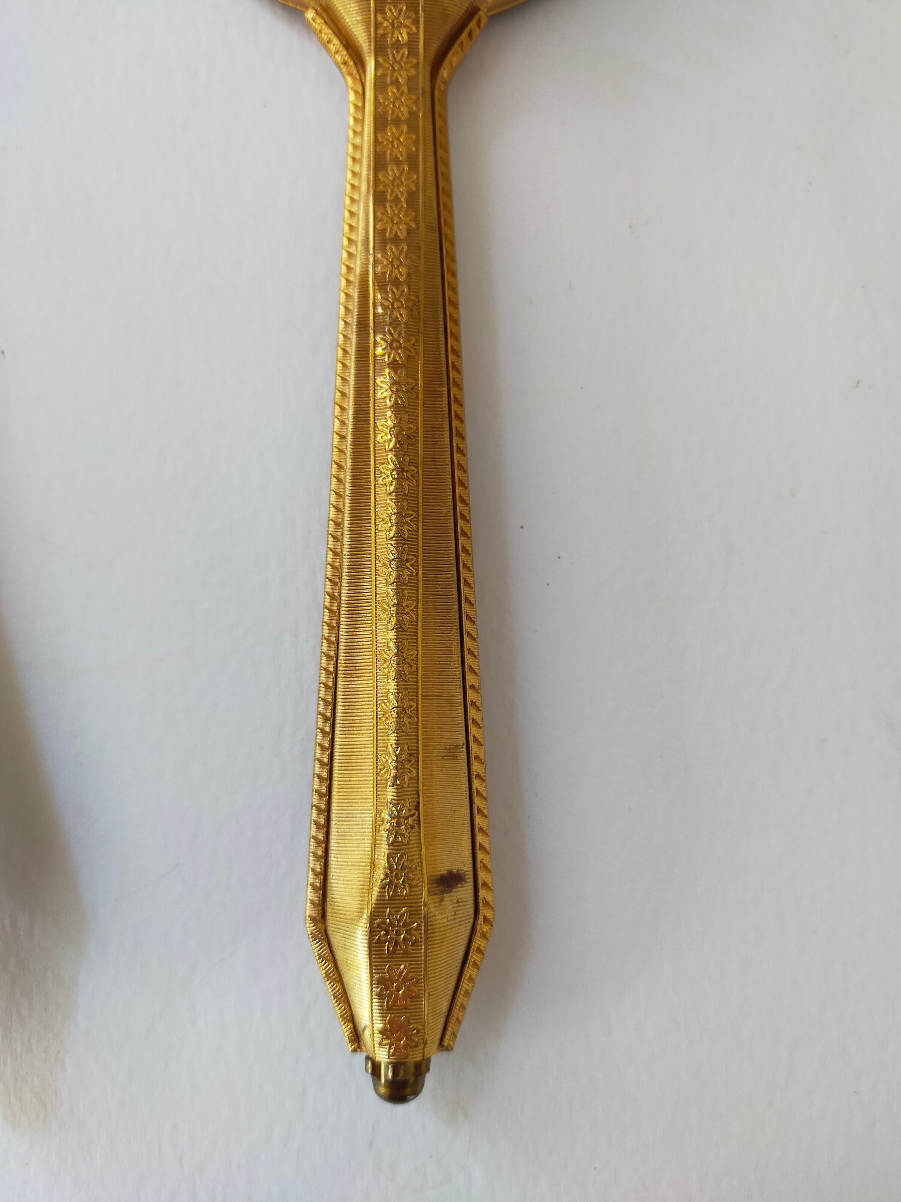 Vintage handheld mirror and hairbrush vanity set