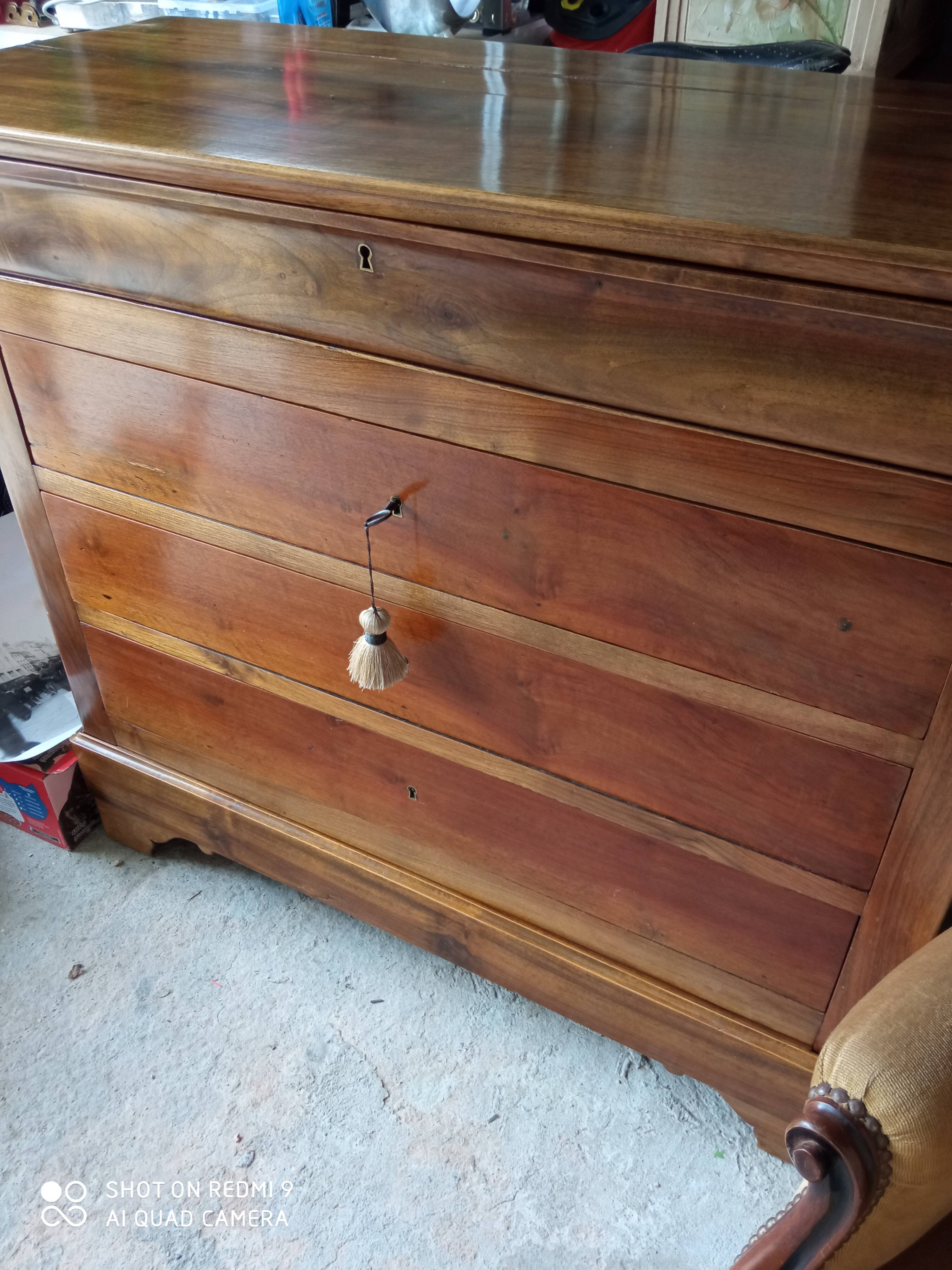 Walnut Louis Philippe writing chest of drawers