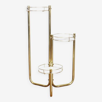 Vintage brass and marble plant stand, 1970s design