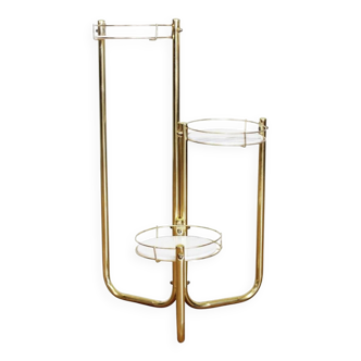 Vintage brass and marble plant stand, 1970s design