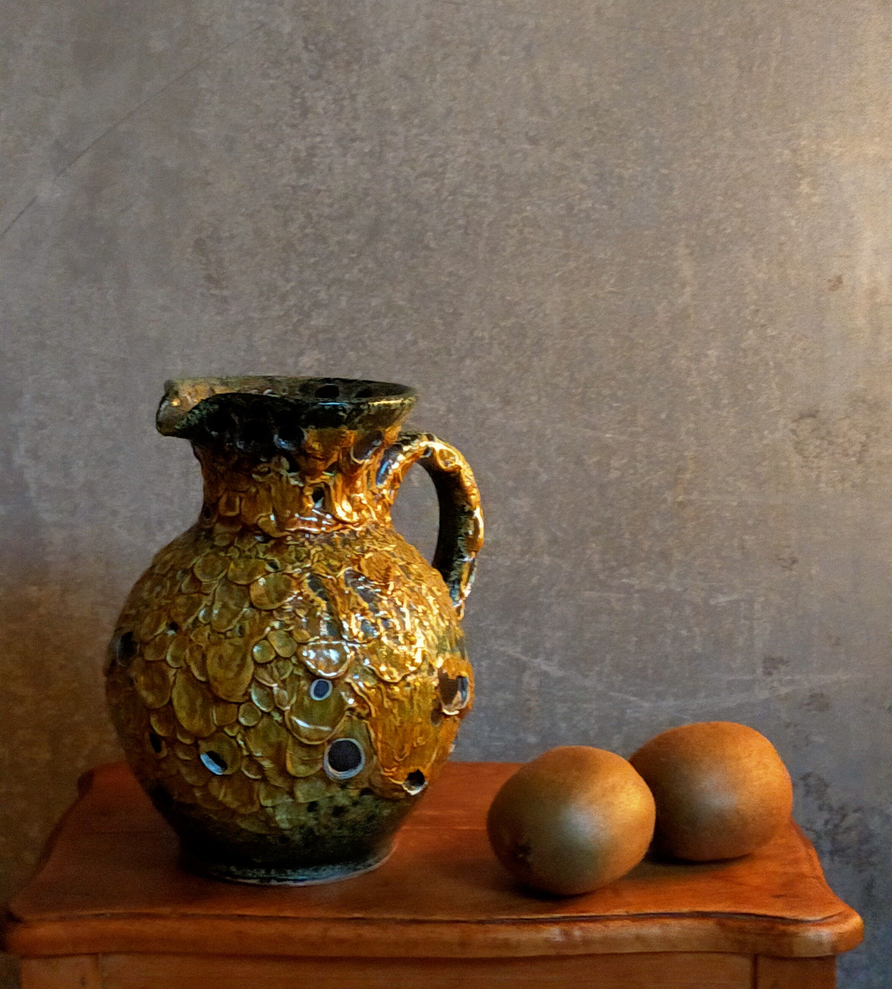 Vintage ceramic pitcher Fat Lava foams glaciers LE CYCLOPE, Annecy